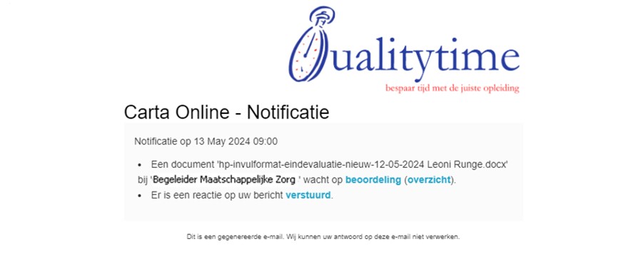 Notificatie Carta Online